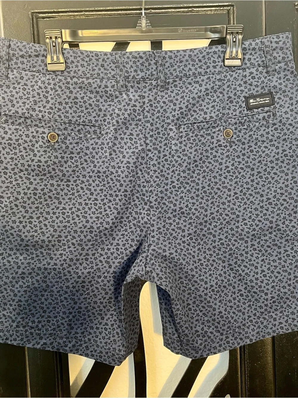 Ben Sherman Stretch Regular Fit Blue Floral Print Size 36W Men's Shorts Golf